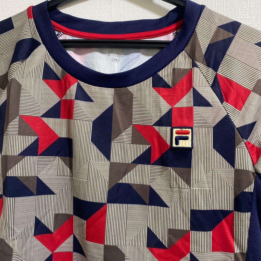FILA テニス　レディース　上下セット　XL M テニスウェア　赤　柄