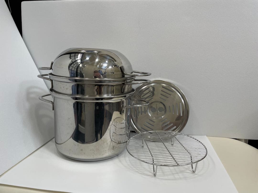 IH対応 LAGOSTINA社 パスタストレーナー＆スチームポット、