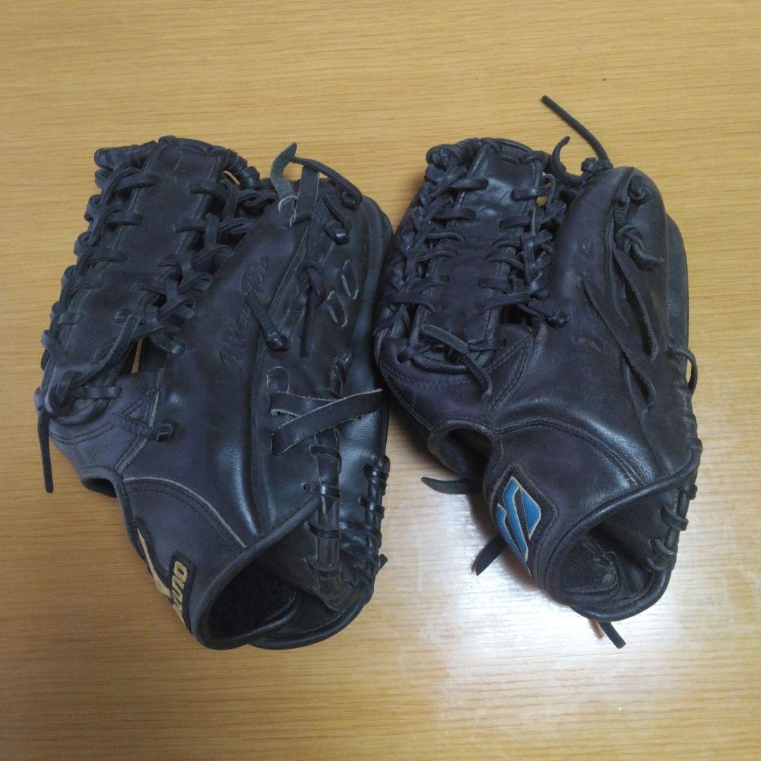 Mizuno 軟式グローブ 黒(大人,子供セット）