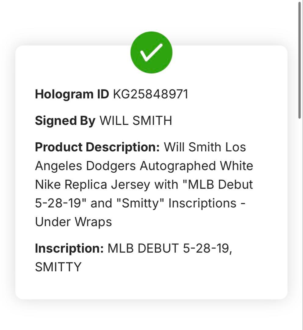 MLB ドジャース　ウィルスミス　サイン　ユニフォーム