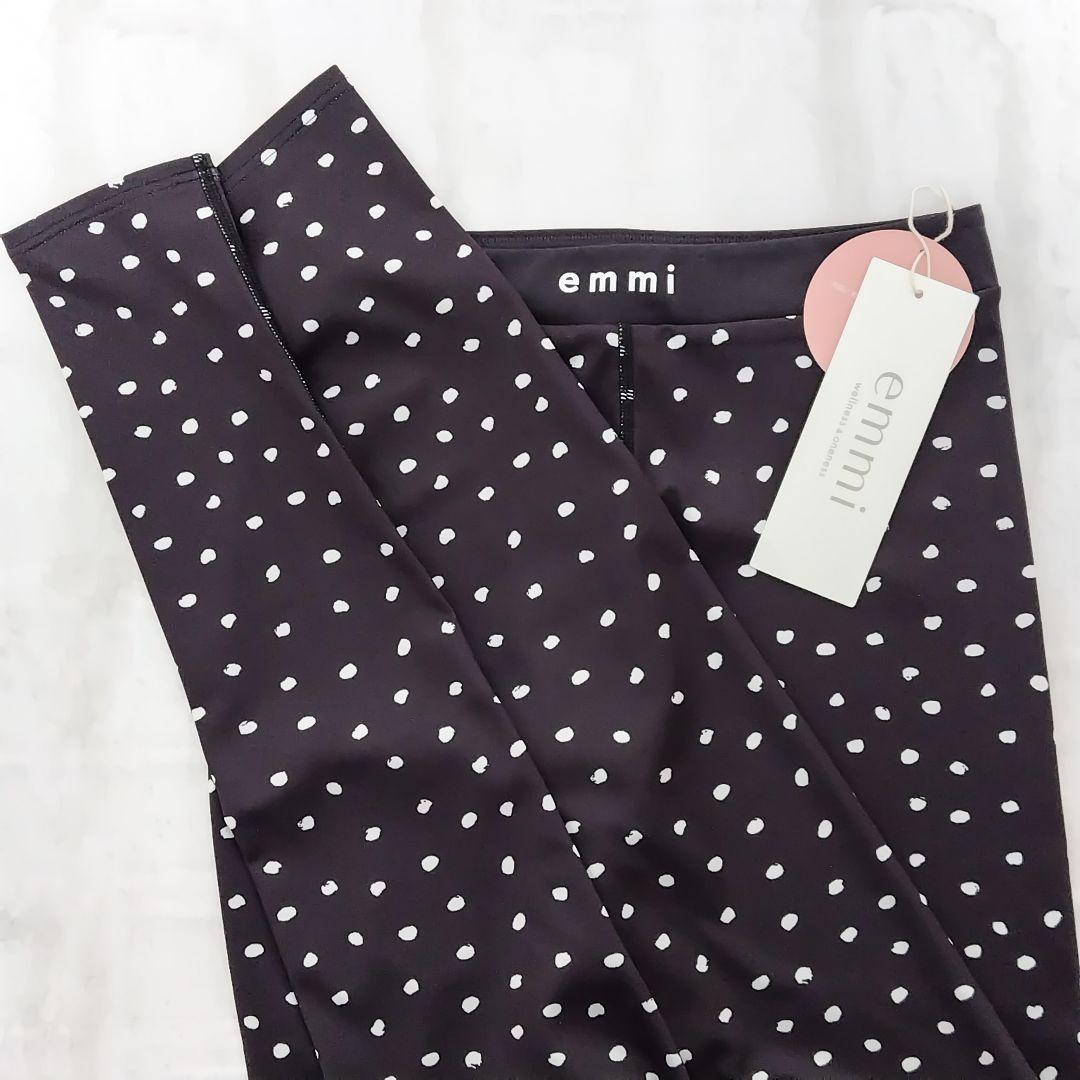 0≪現行品≫emmi yoga ドット柄レギンス 黒＊ヨガウェア バレエ ダンス
