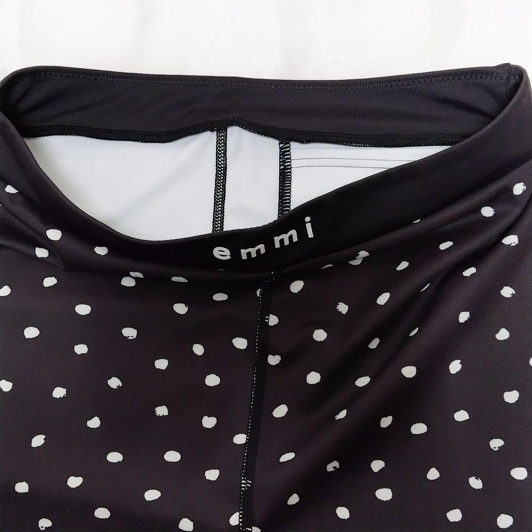 0≪現行品≫emmi yoga ドット柄レギンス 黒＊ヨガウェア バレエ ダンス