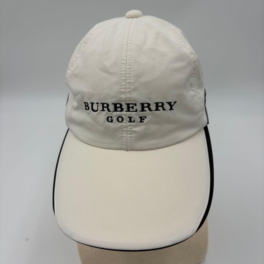 【BURBERRY GOLF】帽子 ロゴ刺繍 高級感 アイボリー ゴルフウェア