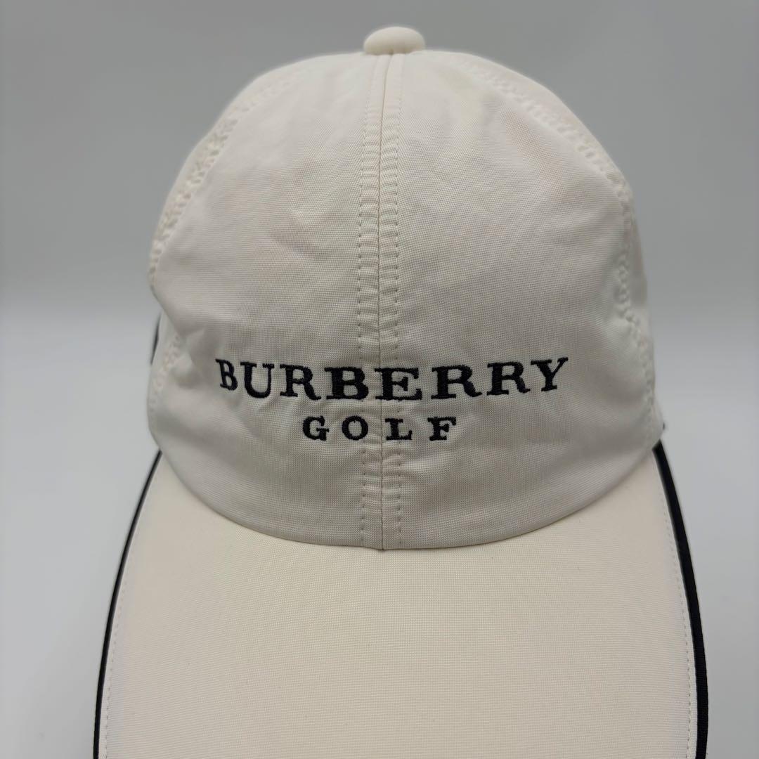 【BURBERRY GOLF】帽子 ロゴ刺繍 高級感 アイボリー ゴルフウェア