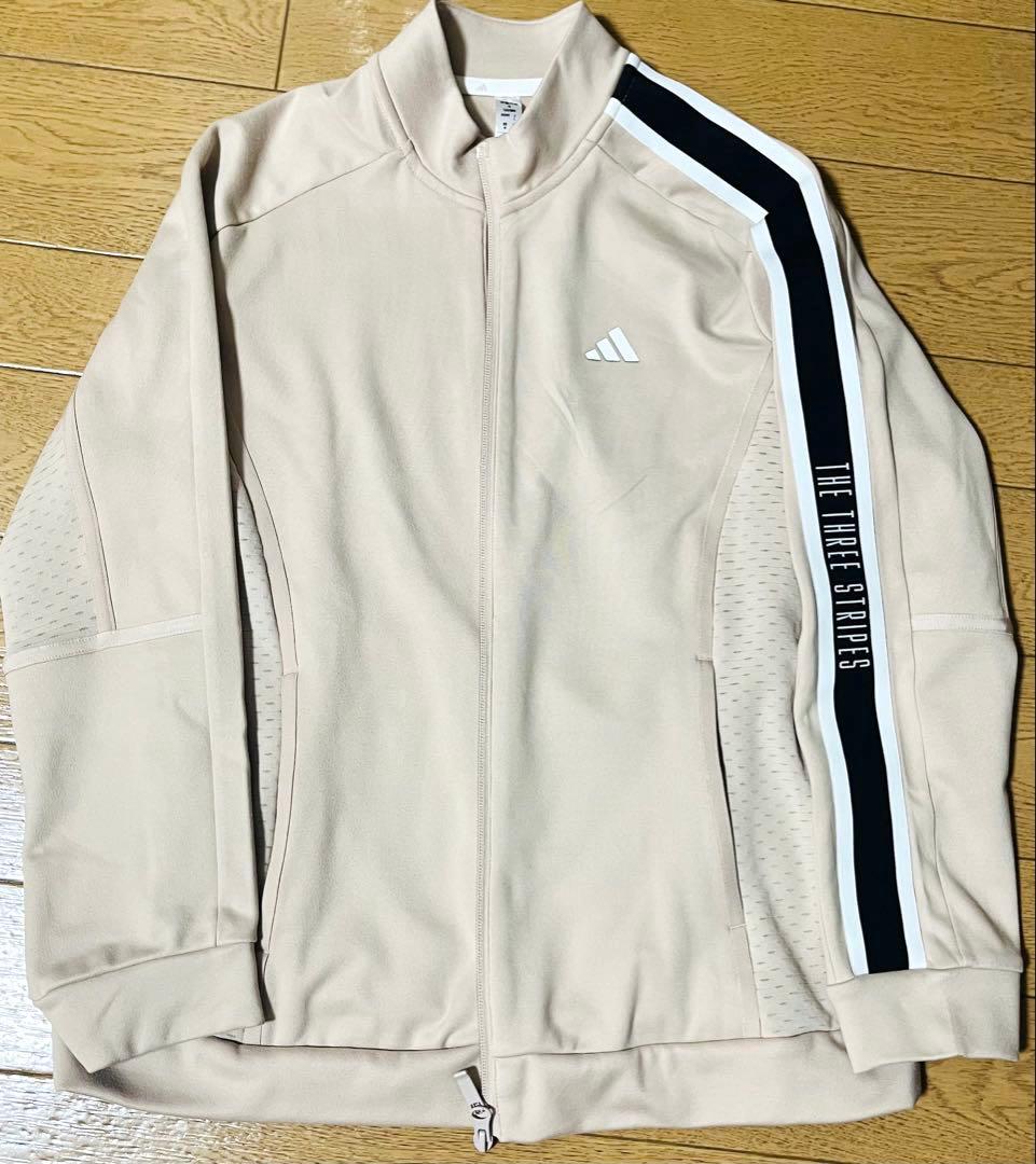 adidas ベージュ ジップアップジャケットレディースゴルフLサイズ