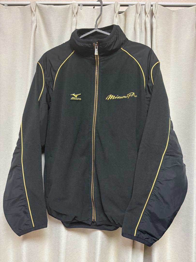 【MizunoPro】 フリースジャケット　上下セット 黒×ゴールド　上M 下L