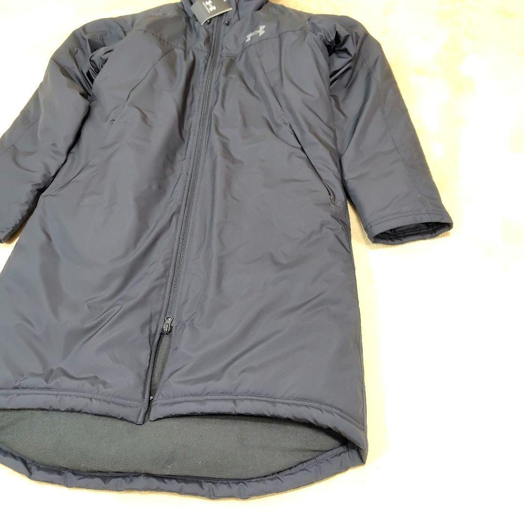 新品未使用 アンダーアーマー ロングコート ベンチコート サッカー L ブラック