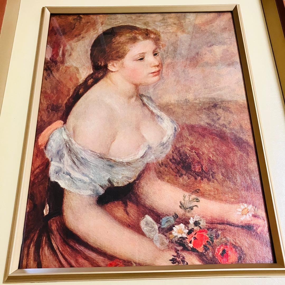 泰西名画額縁 品番1 ルノアール「花を持つ少女」縦57×横48cm