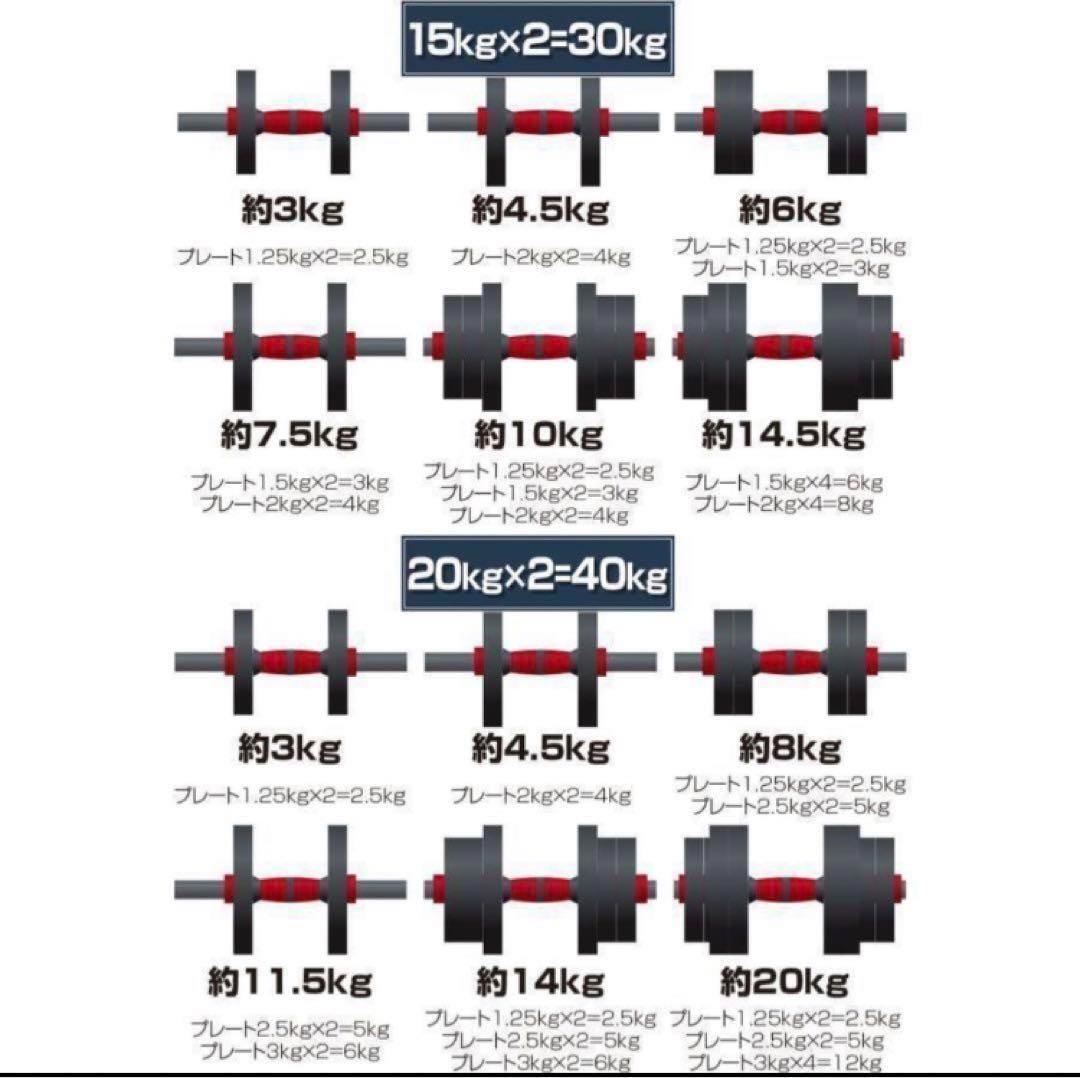 【限定】ダンベル 可変式 20kg可変式ダンベル40kg 多機能2個セット