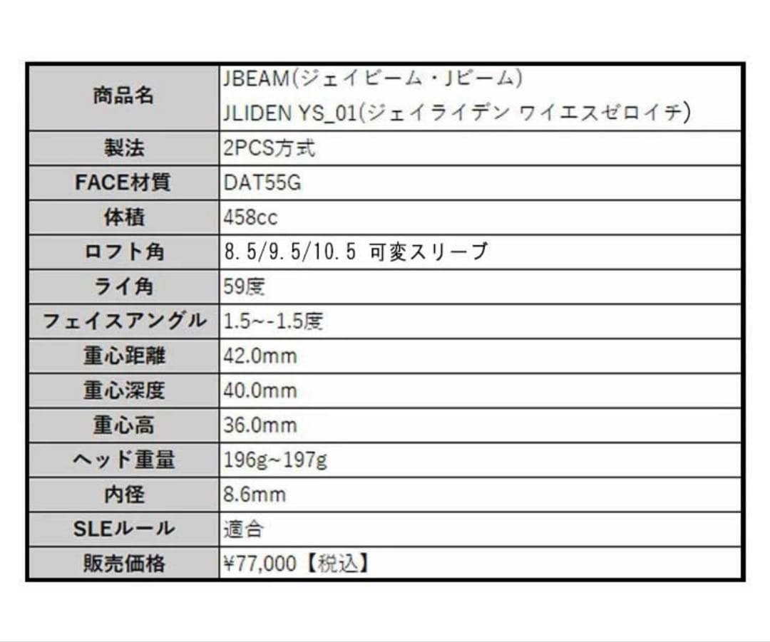 JBEAM GLIDEN YS-01 ドライバー