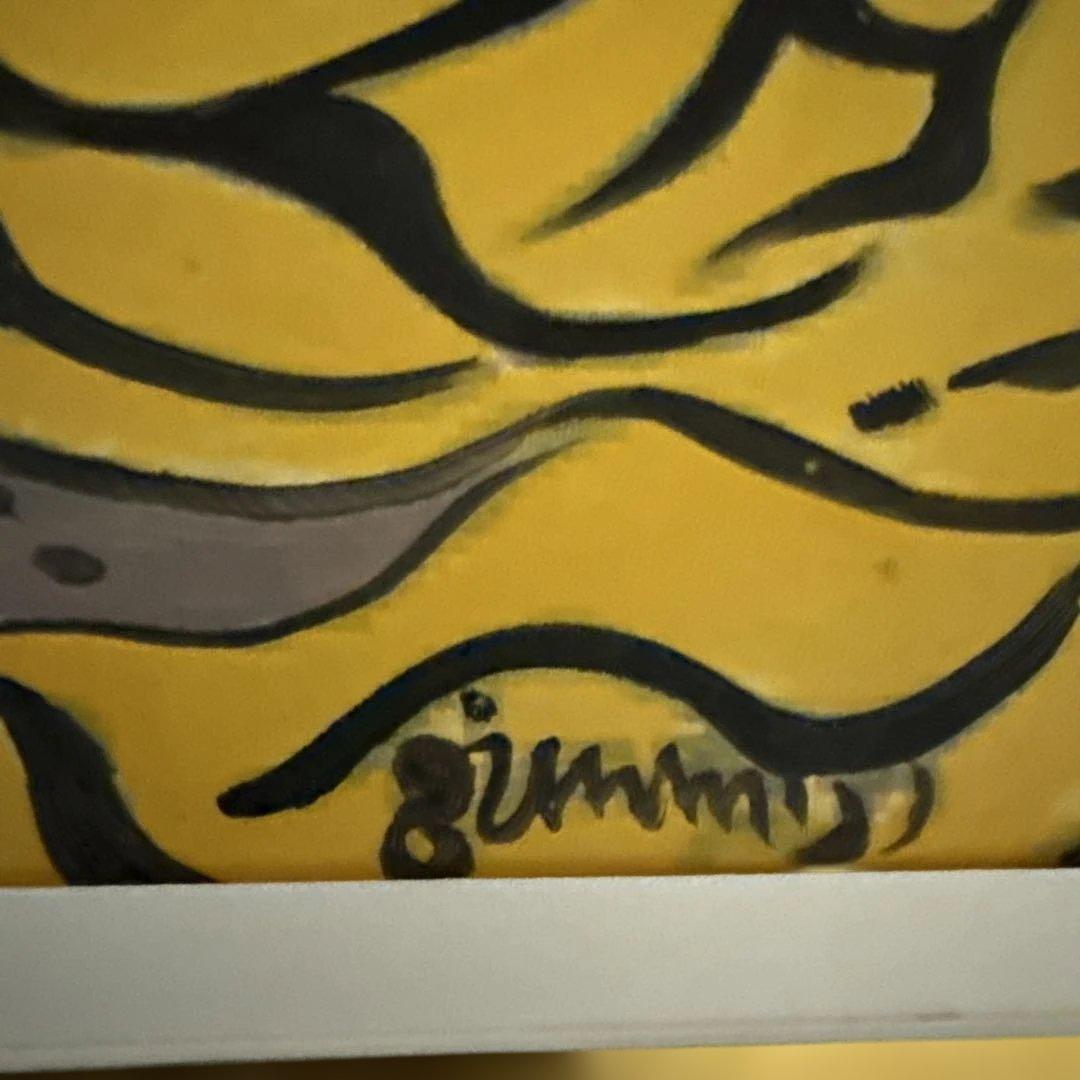 ジミー大西　虎　2003年3月　手描き　表裏サイン入り　額付き