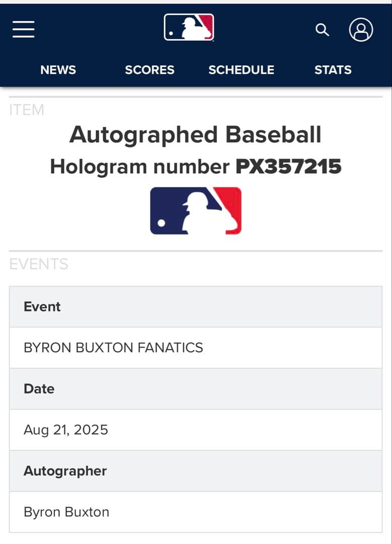 MLB 2025 BASEBALLS Byron Buxton サインボール