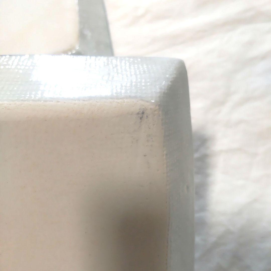 美品 砥部焼 梅山窯 布目皿 平皿 角皿 一つ唐草 角皿 藍染付 2セット