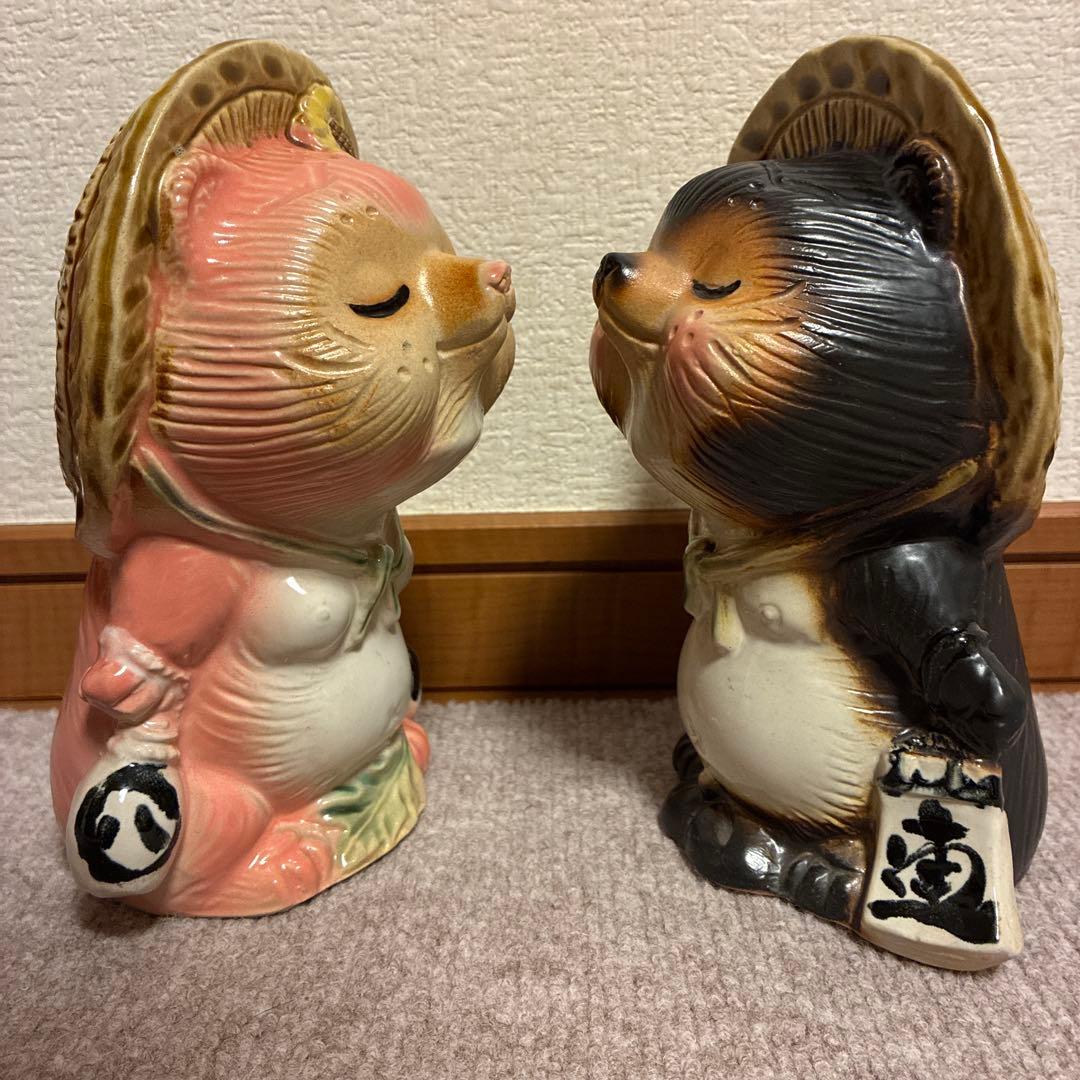 信楽焼　ペアたぬき