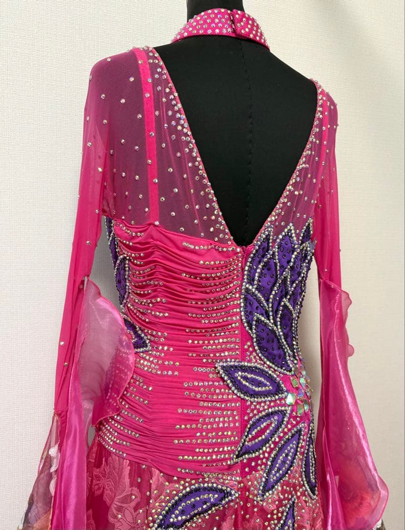 【経年による特価品】社交ダンス　モダンドレス　ソシアルダンス　ピンク
