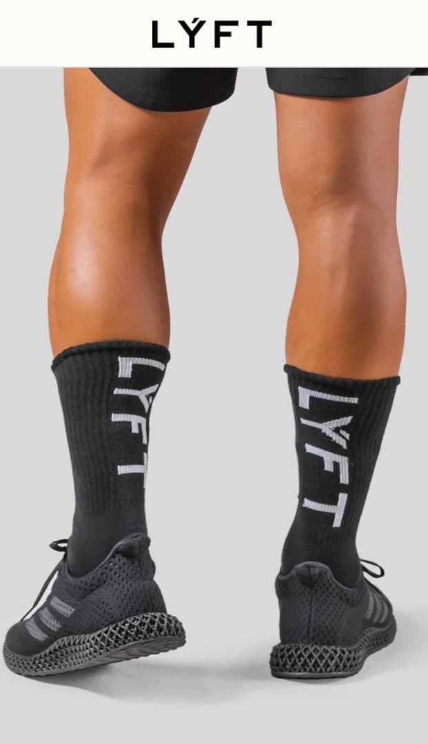 【新品未使用】Calf LÝFT Logo Socks - 黒＆白 3足セット
