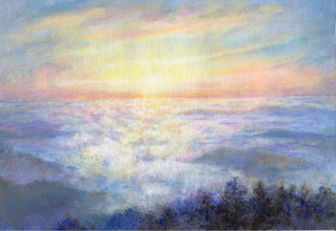 絵画　雲海3 原画　A4サイズ　額縁無し