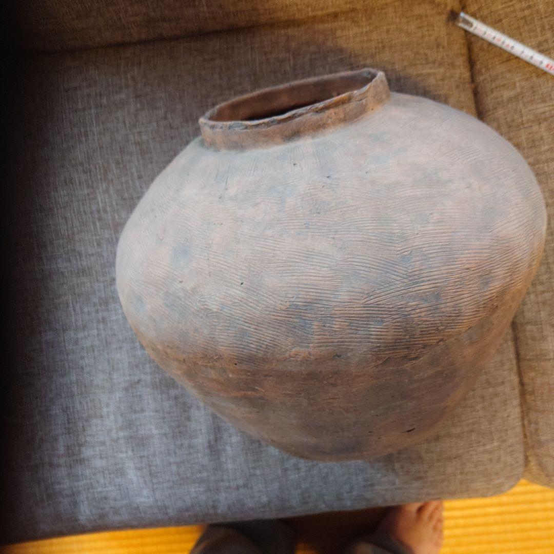 手作り陶器 球形 土色 土器　弥生　縄文　大壺
