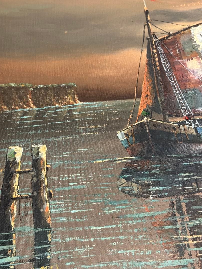 【真作】イタリア人画家 C. Conti 油彩画 F8号「ヴェネツィアの夕暮れ」
