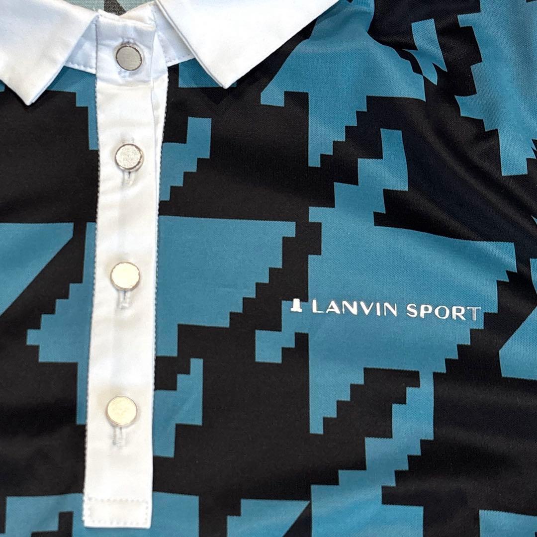 【近年/L】ランバンスポール　LANVIN　ゴルフ　ポロシャツ　ターコイズ　黒