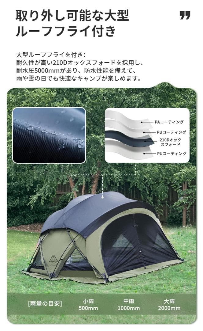 【訳あり】TENPLAY G-TENT-M200 TC 　カーキ