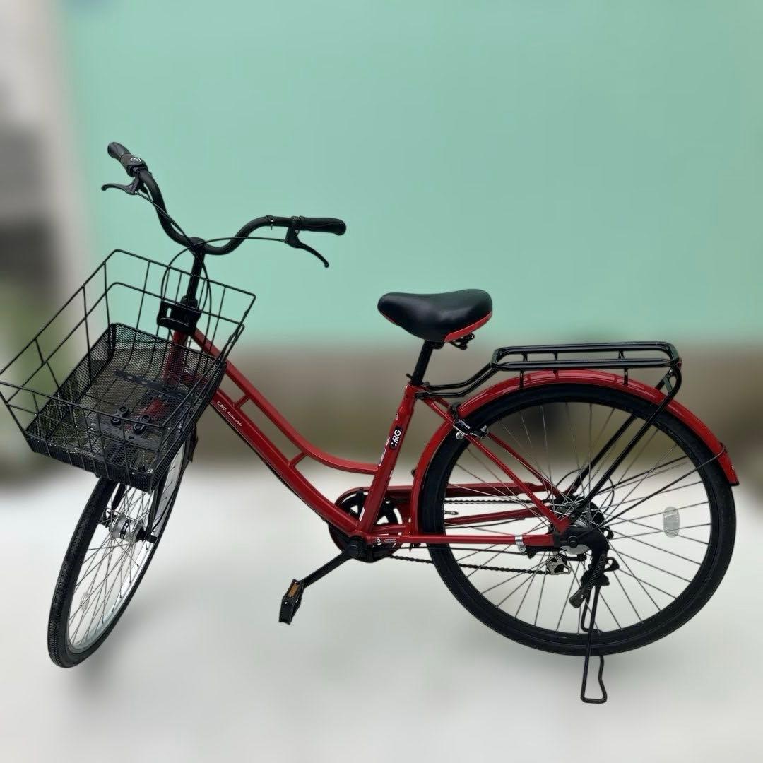 あさひサイクルベース　CARG. カーグアクティブ 26インチ　赤　カゴ付自転車