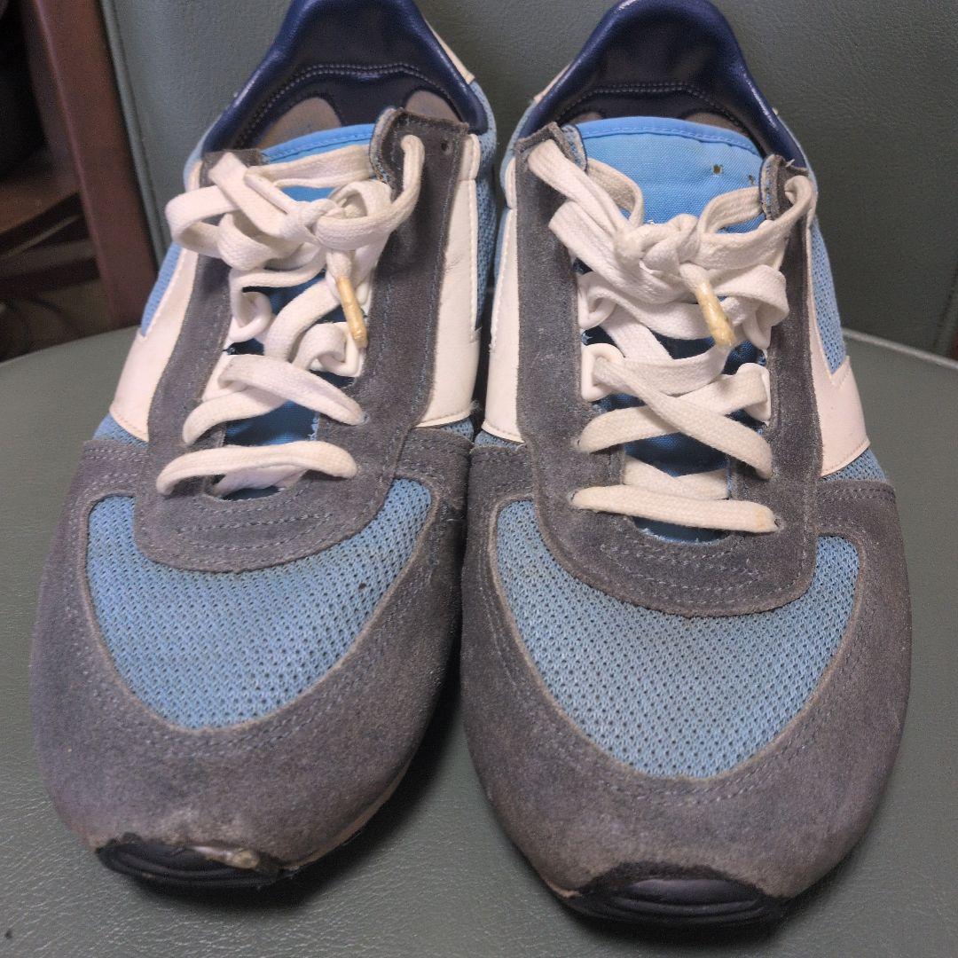 昭和レトロ　BROOKS ランニングシューズ 青/グレー