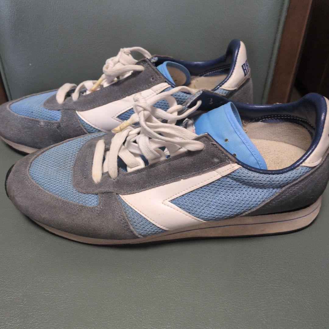 昭和レトロ　BROOKS ランニングシューズ 青/グレー