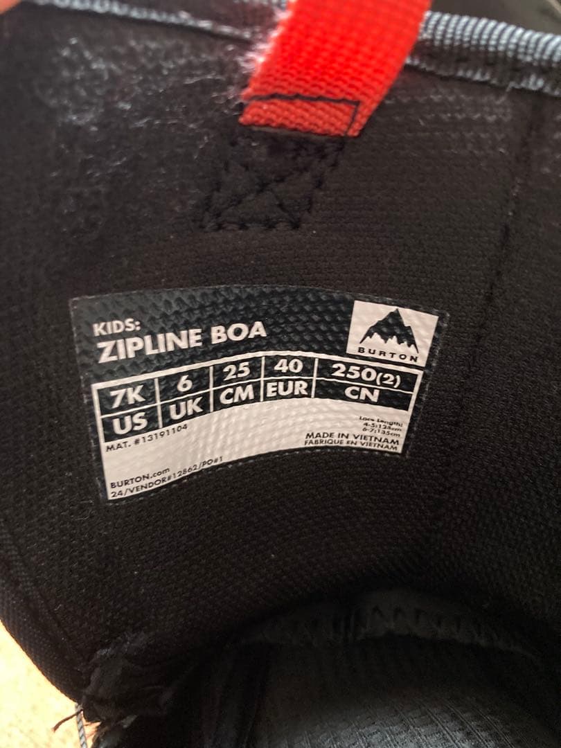 BURTON ZIPLINE 25cm 子ども用スノーボードブーツ ブラック