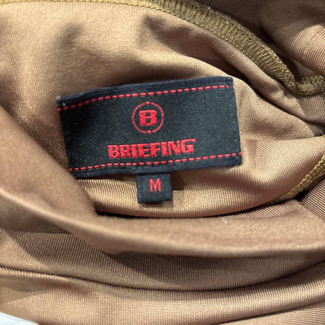BRIEFING モックネック　ハイネックシャツ ブラウン/ホワイト