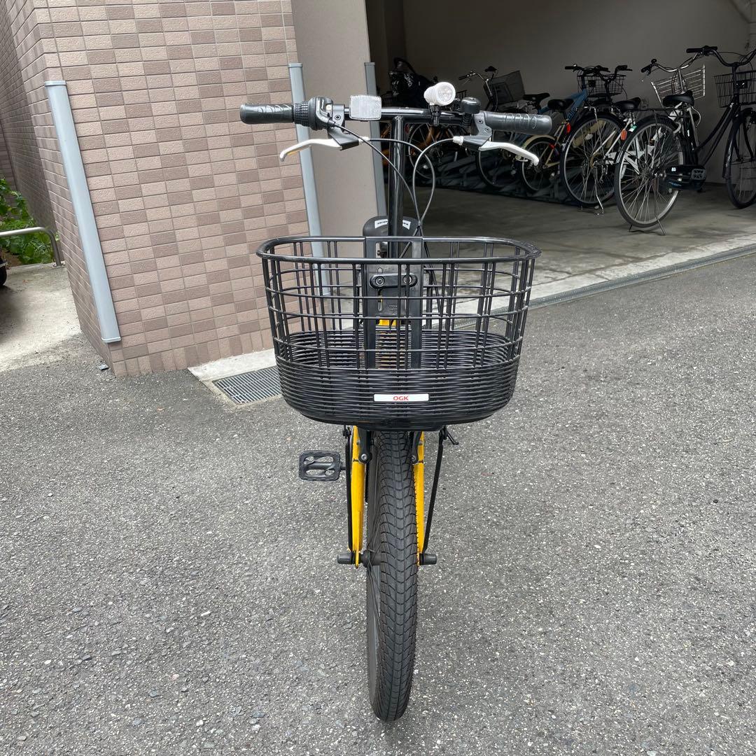 HUMMER ハマーイエロー 折りたたみ自転車 前カゴ付きロック付きギア7段あり