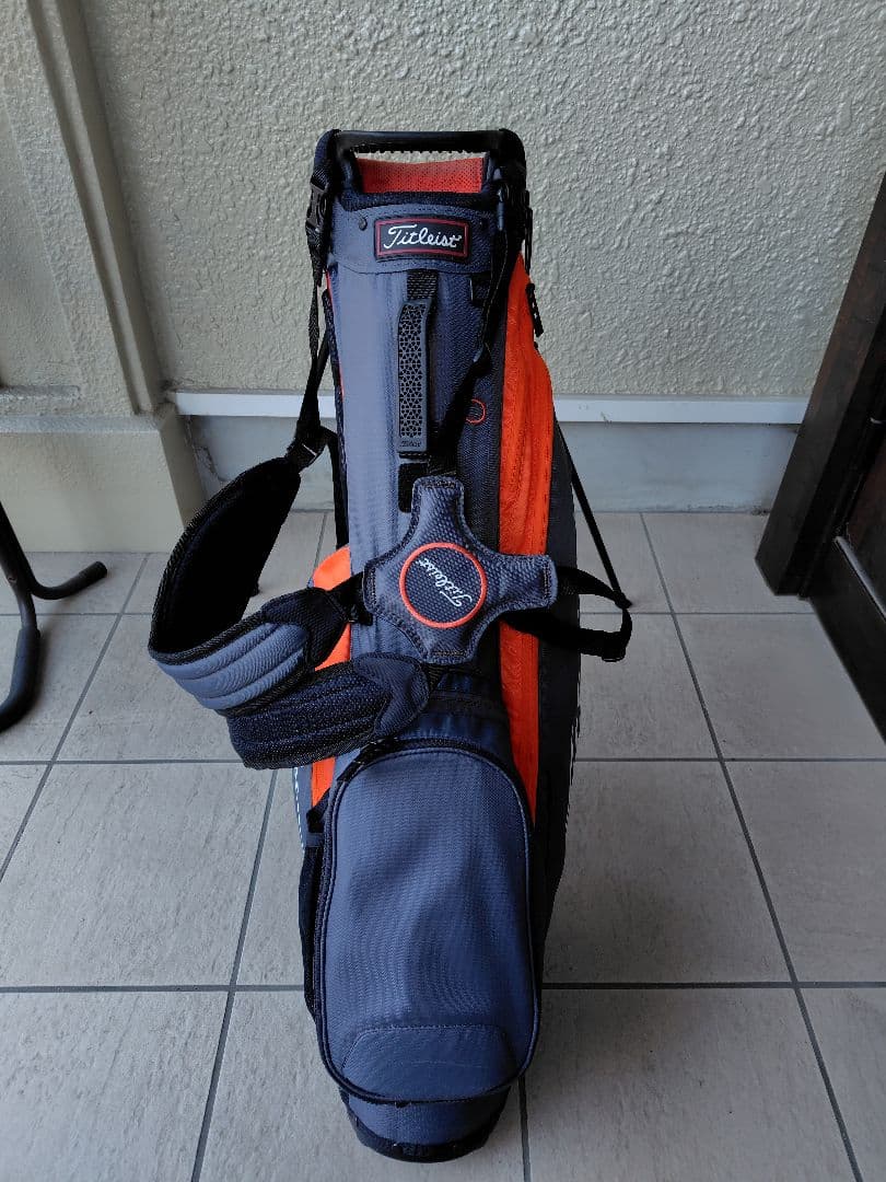 Titleistキャディバッグ 4分割 グレー×オレンジ セルフスタンドキャリー