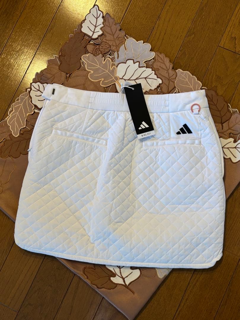 ADIDAS GOLF インナー付 中綿スカート キルティング ホワイト系 M