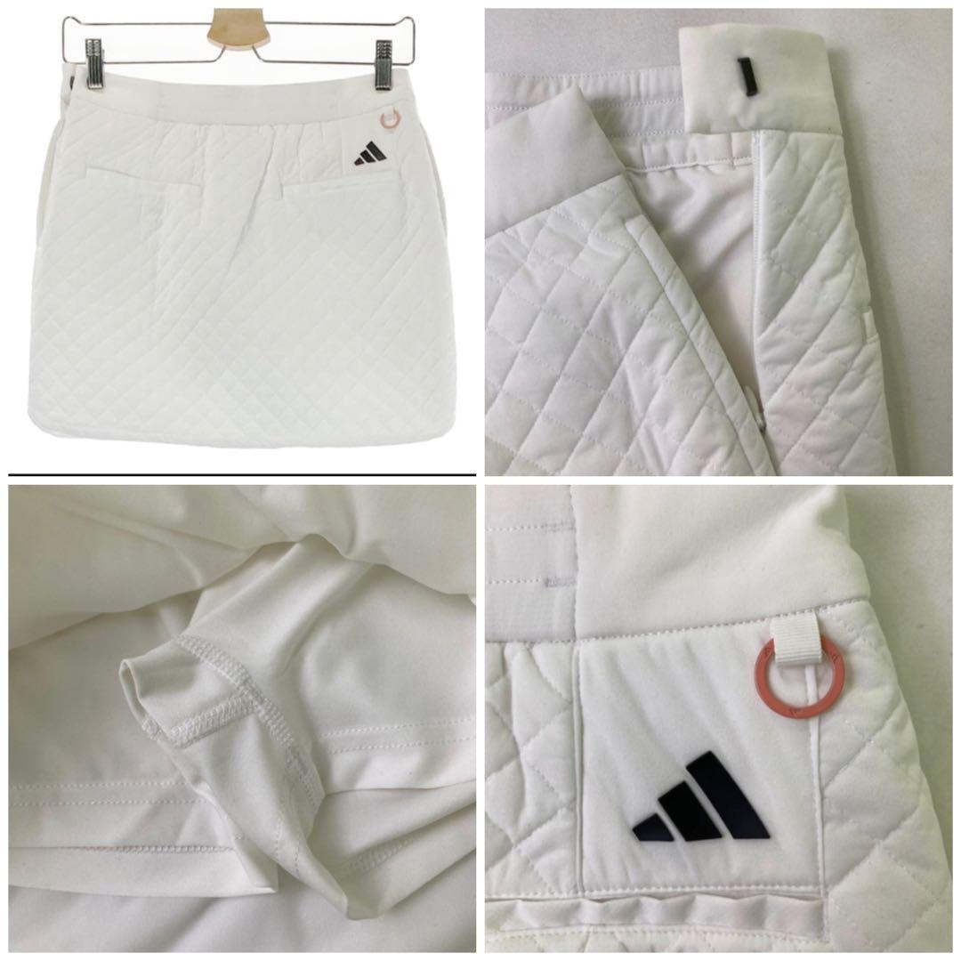 ADIDAS GOLF インナー付 中綿スカート キルティング ホワイト系 M