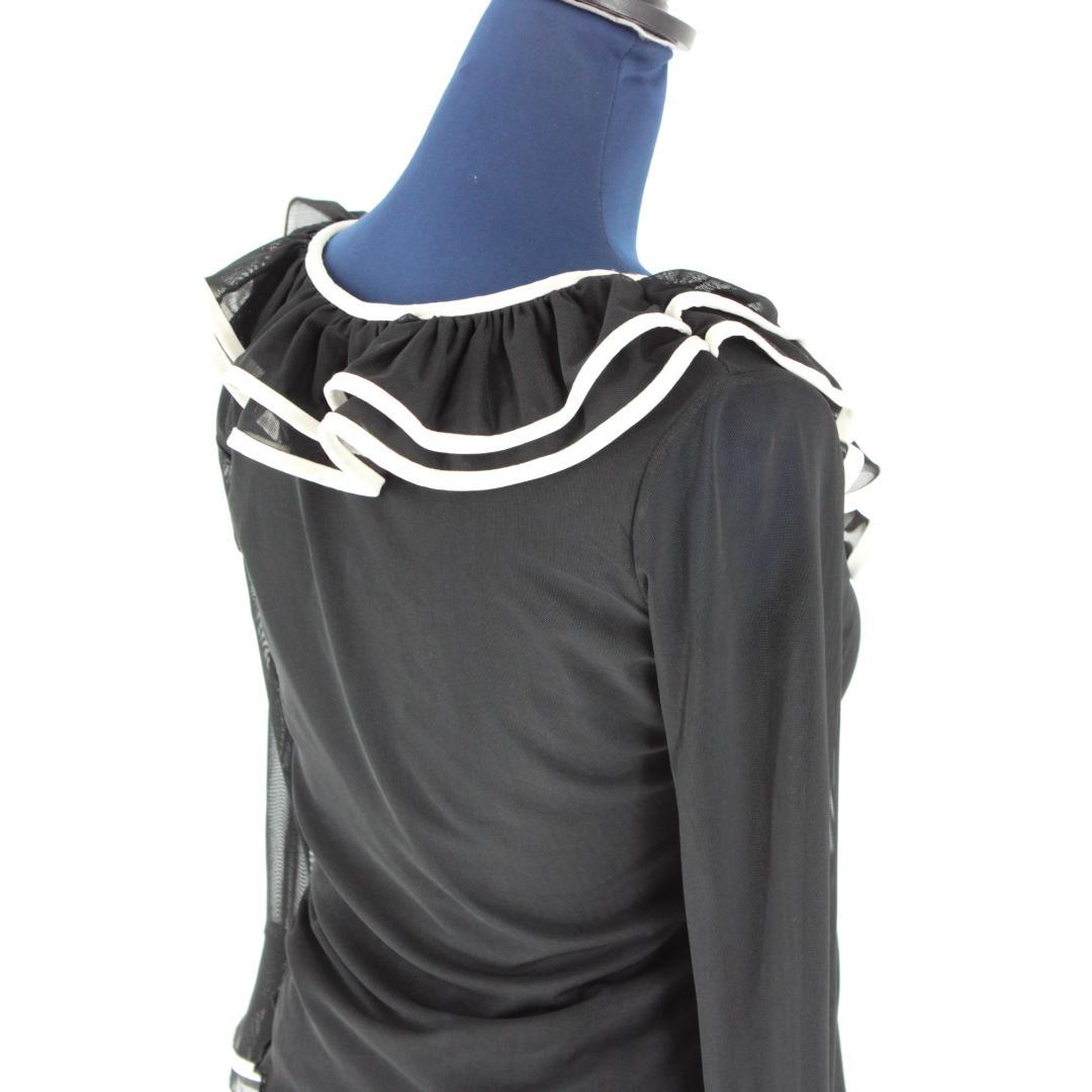 【美品 社交ダンス衣装】上下セット トップス スカート 黒 白 ホワイト