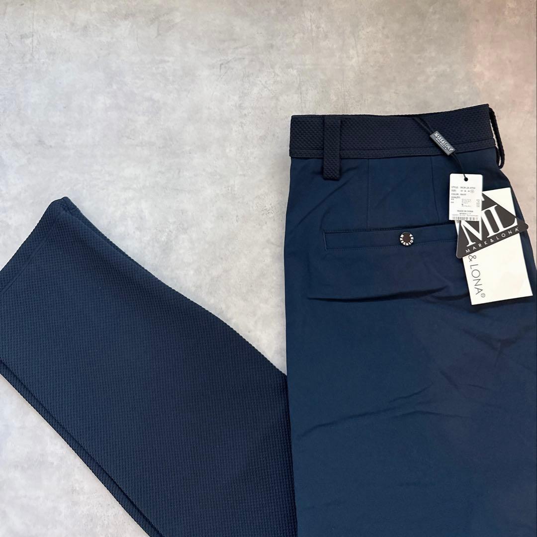 新品 ★ MARK&LONA パンツ ジャージー ネイビー マーク&ロナ 正規品