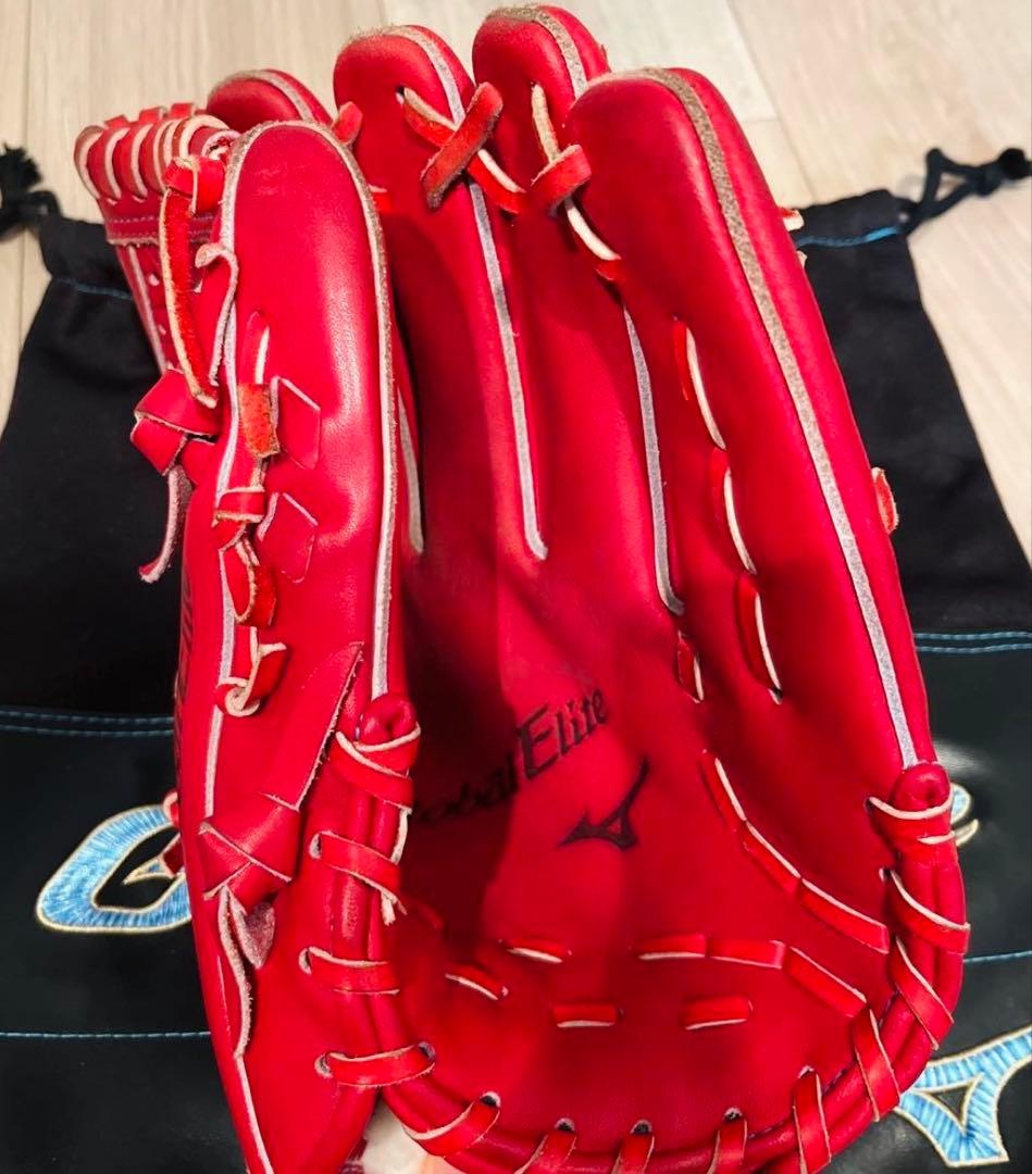 【美品】MIZUNO Global Elite　硬式用グローブ 投手用　朱色