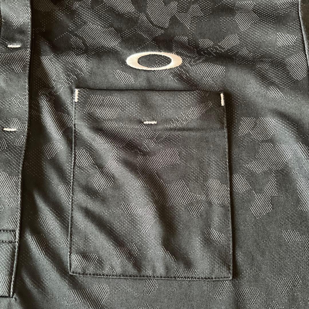 【美品】 オークリー メンズ ゴルフ シャツ ブラック カモフラージュ