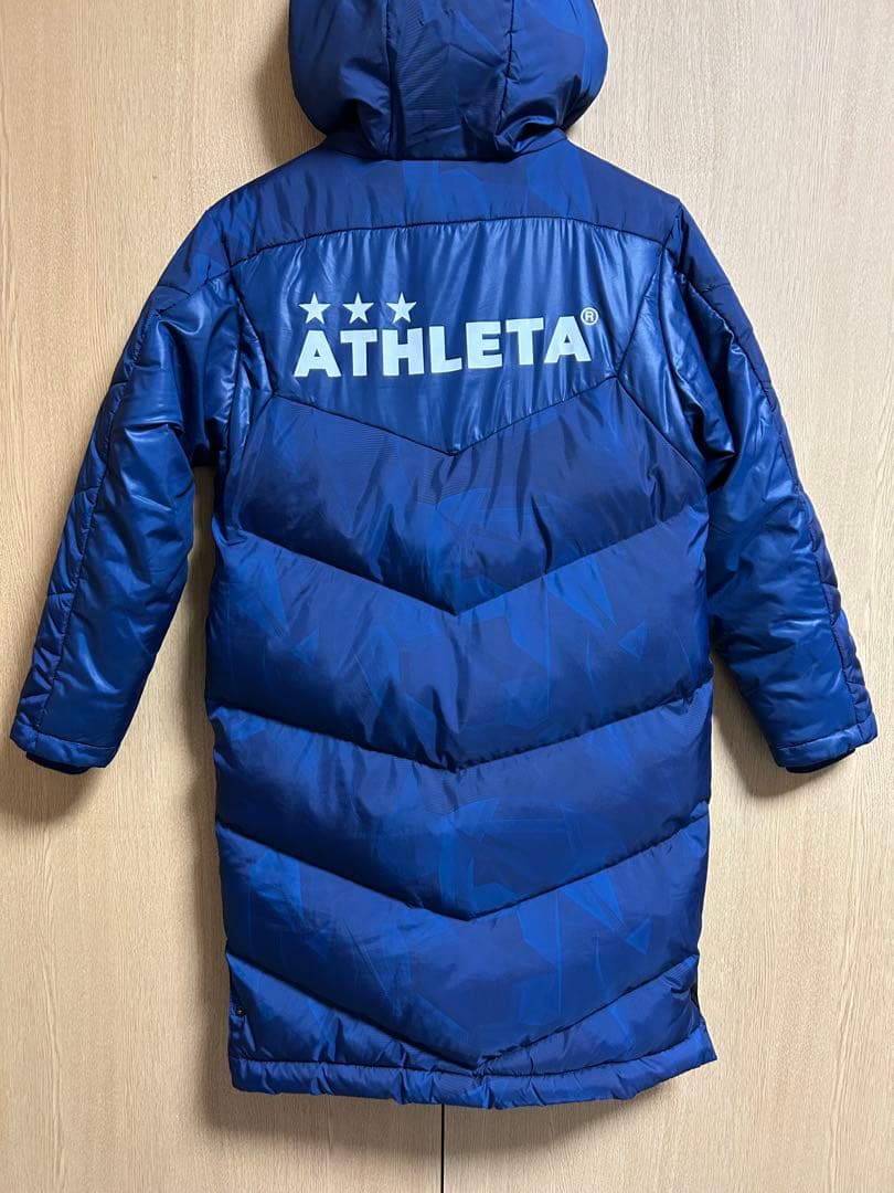 ATHLETA コートベンチコート140 ダウンコート フード付きネイビー
