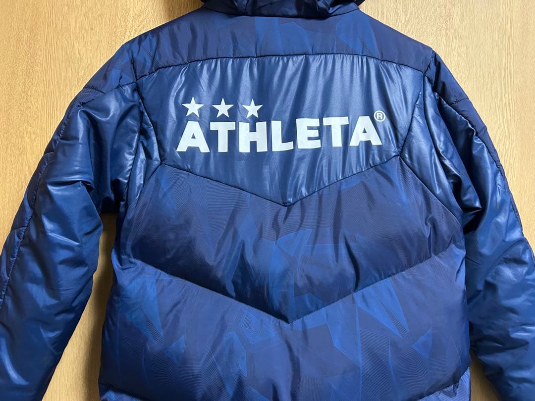 ATHLETA コートベンチコート140 ダウンコート フード付きネイビー