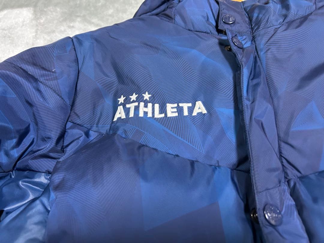 ATHLETA コートベンチコート140 ダウンコート フード付きネイビー