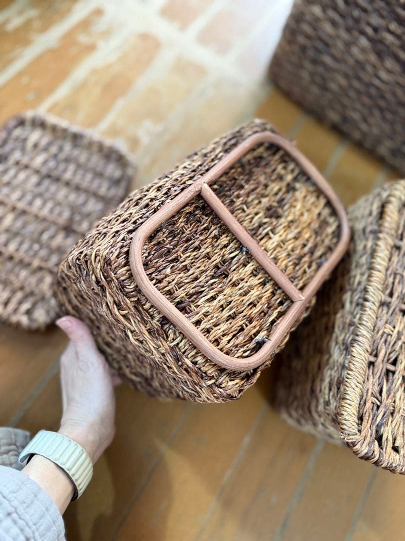 無印良品 MUJI 重なるバクバク長方形バスケット　大中セット1、小2