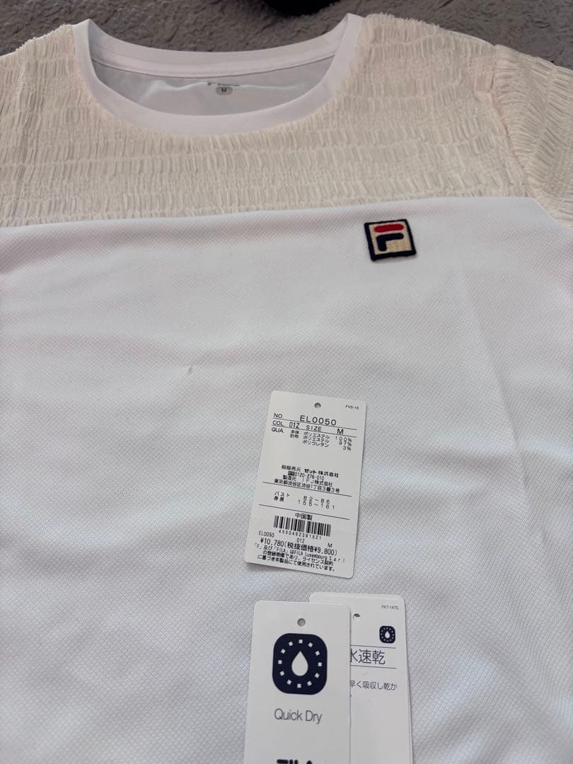 FILA ホワイト 上品テニスウェア ゲームシャツ　スコートM