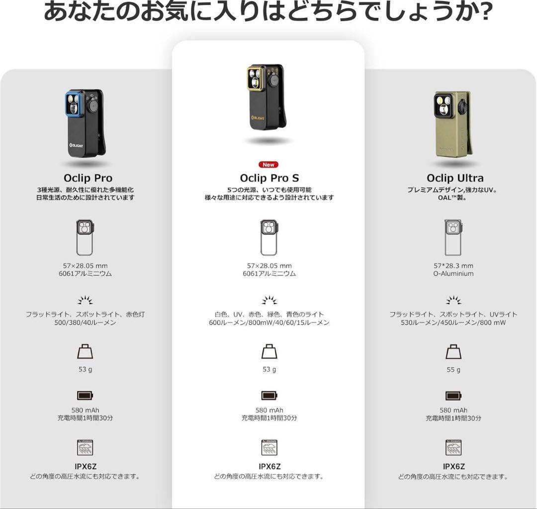 オーライト olight Oclip Pro S UV & RGB オレンジ