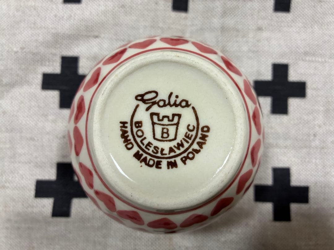 ポーリッシュポタリー　カップ　スクエアプレート　　　 2点セット　ポーランド食器