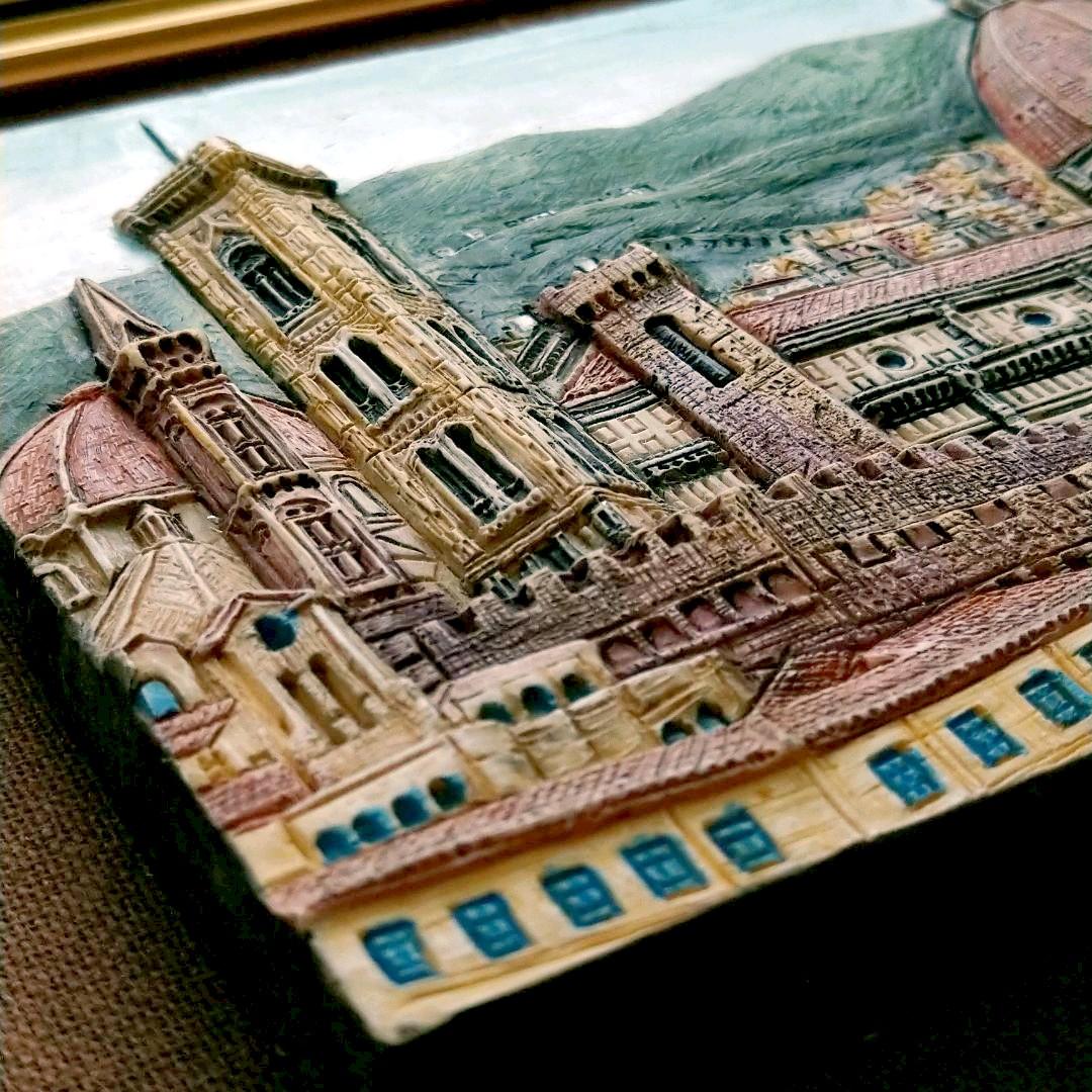 【立体絵画 Le vie d Itaria】イタリア製 ミラノ 彫刻絵画