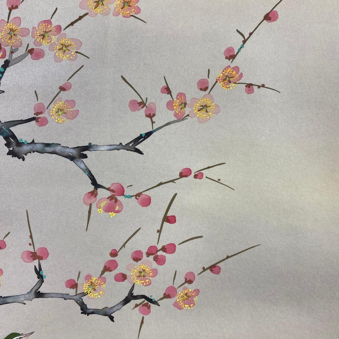 美品 掛け軸 小泉紅月作 紅白梅図 共箱 花鳥 縁起物 年中掛け