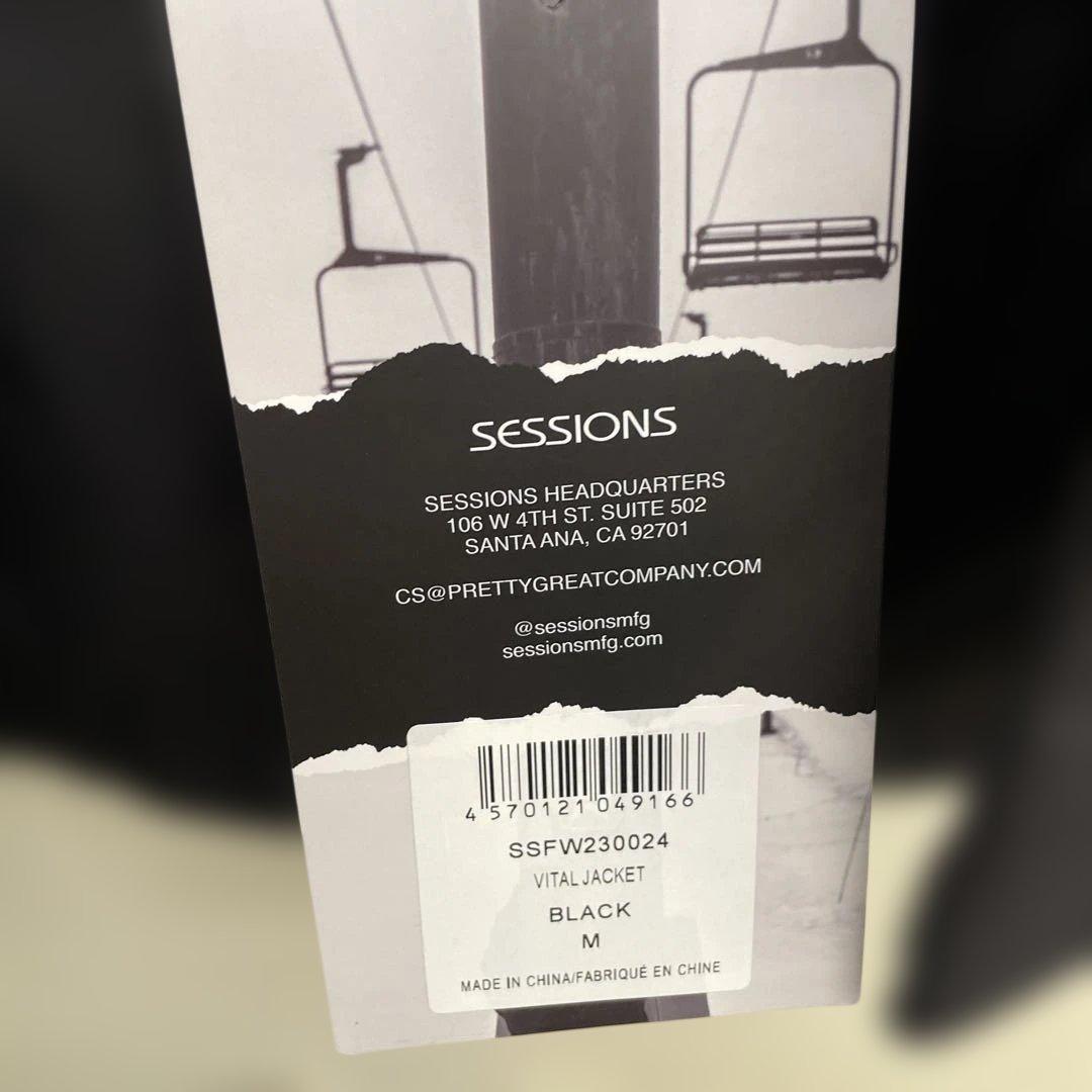 新品未使用タグ付きSESSIONS ブラック スノーボードジャケット MD/M
