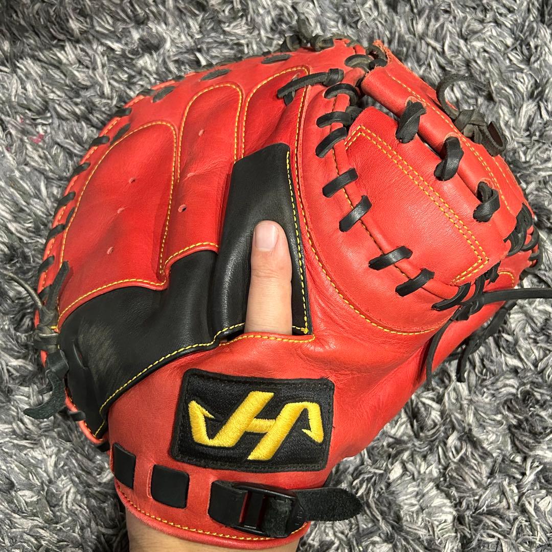 ハタケヤマ　相川モデル軟式野球グローブ PRO-YS2 赤黒　キャッチャーミット