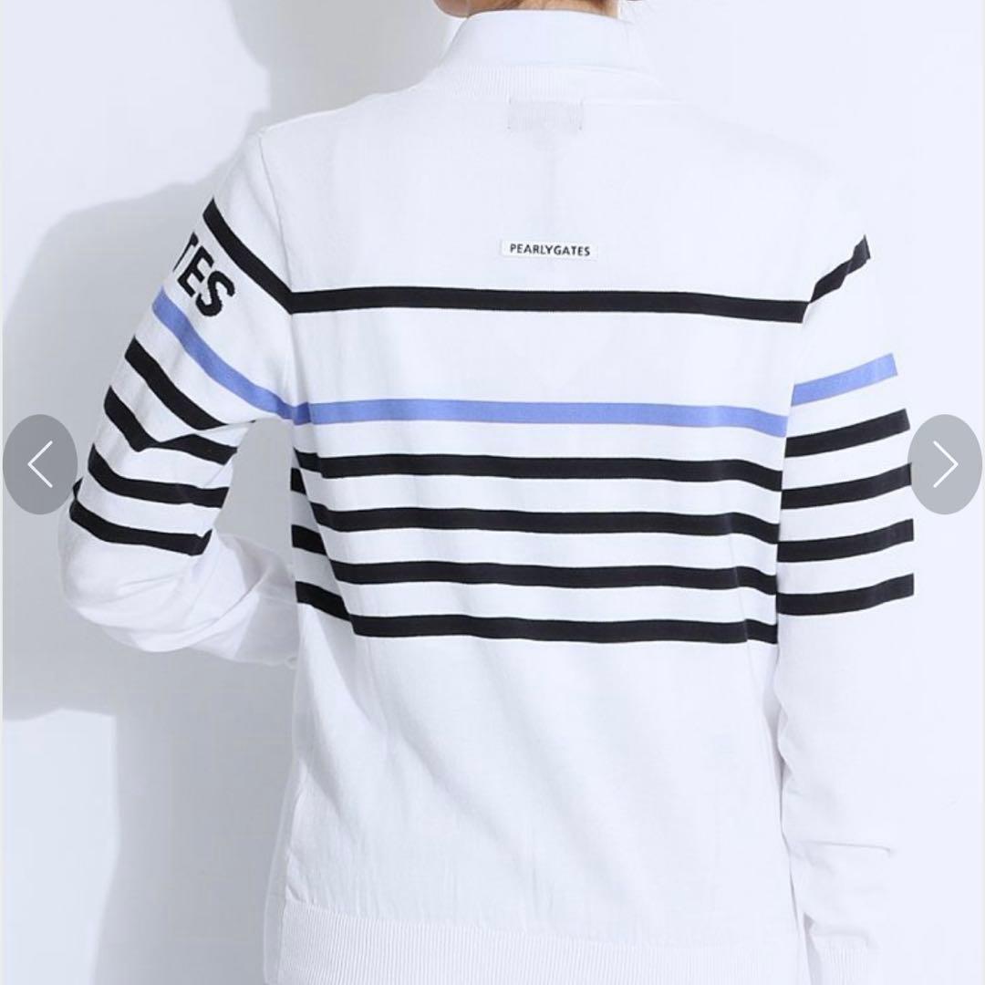 パーリーゲイツ☆新品 配色ボーダーコットンクルーネックニット